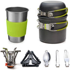 Camping Cookware Kit with Stove Outdoor set
