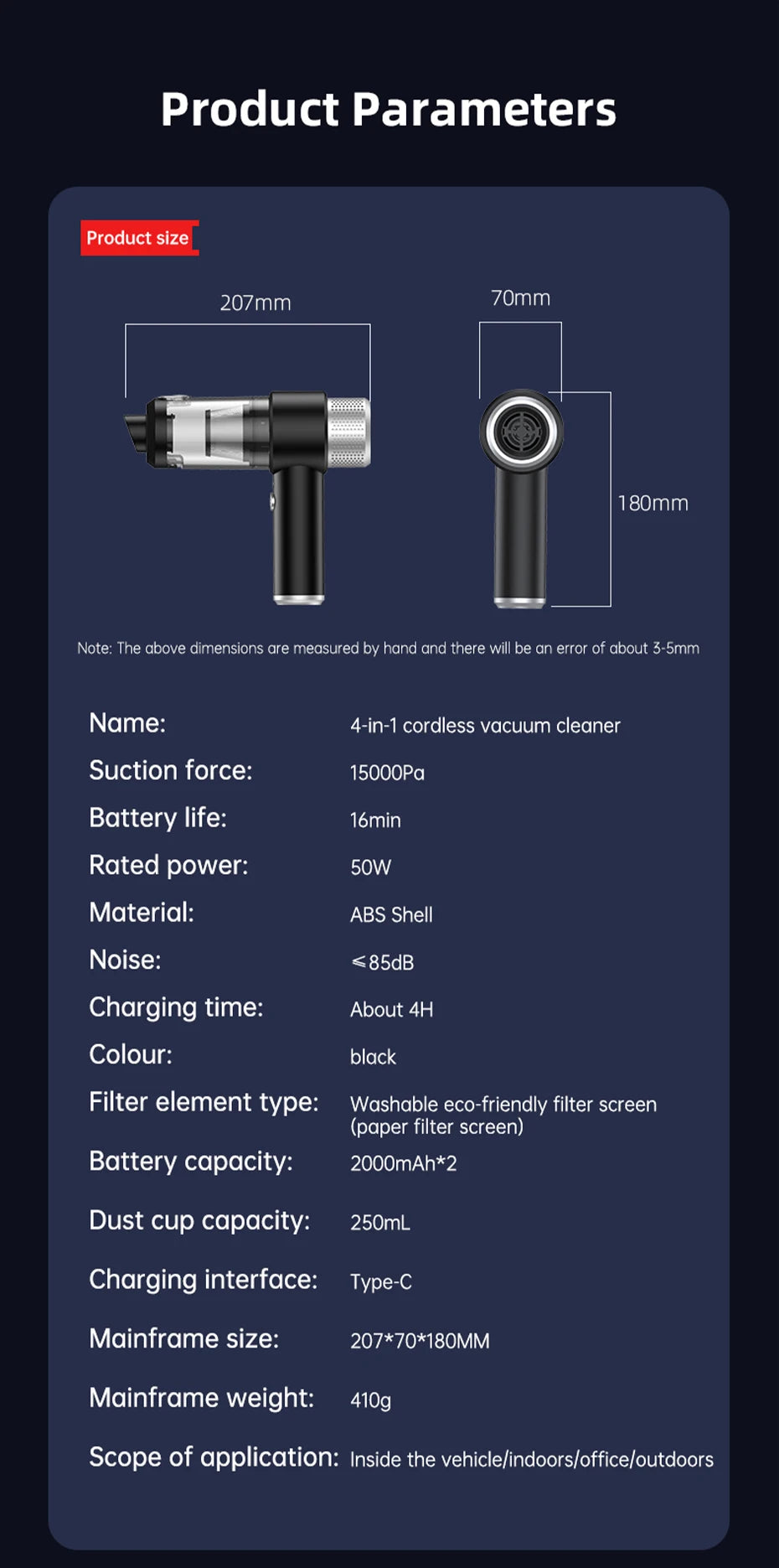 LABS 15000Pa Car Vacuum