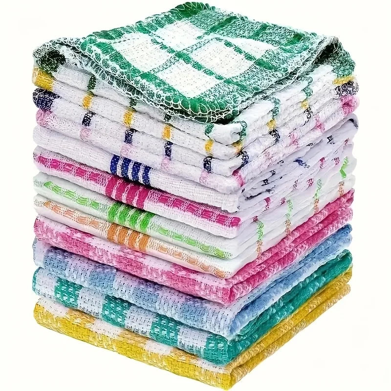 10 waffle absorbent woven rags, kitchen towels,