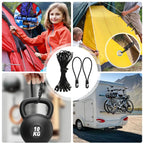 25pk 25cm Elastic Straps w/ Hooks - Bungee Cords