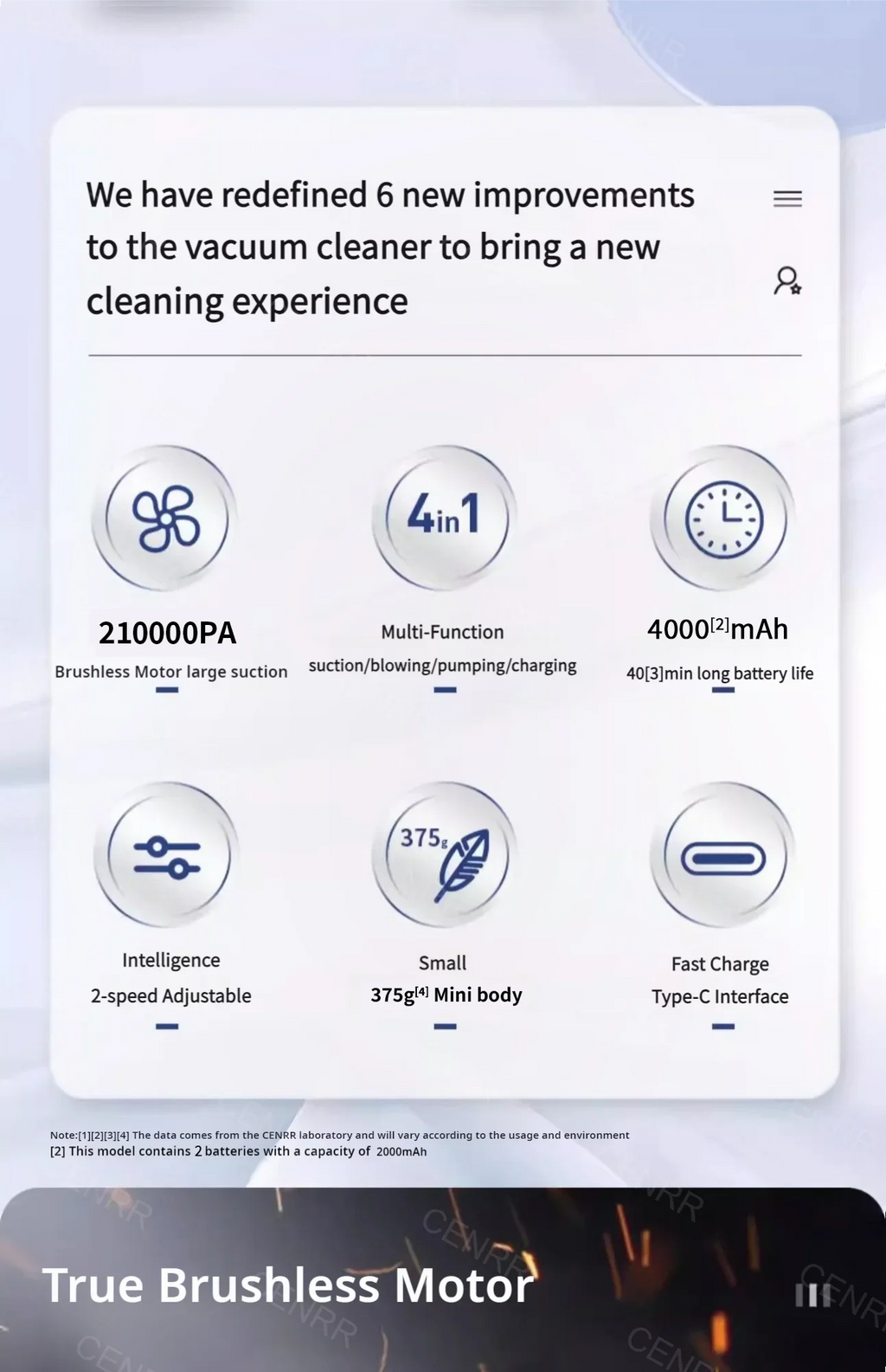 CENRR 210000PA Mini Car Vacuum Cleaner