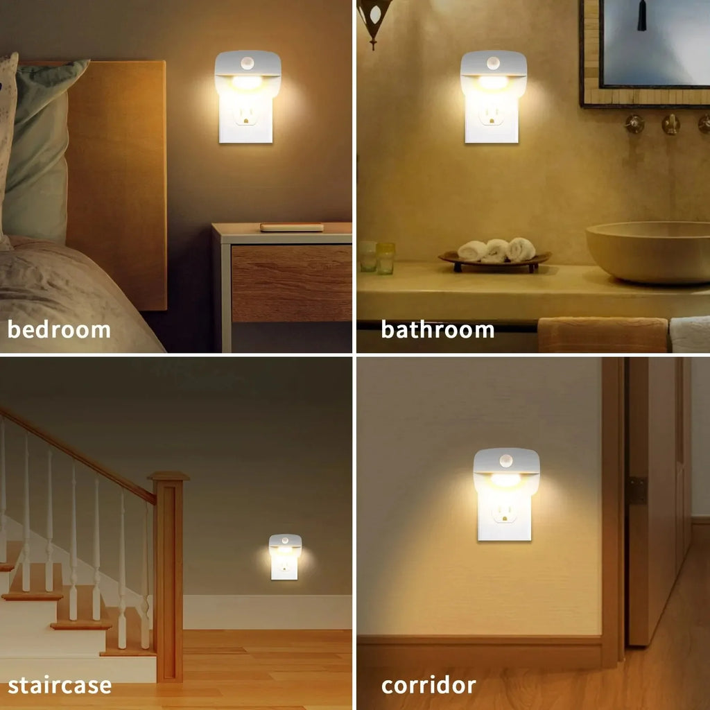LED Night Light With Motion Sensor EU US Plug Lamps