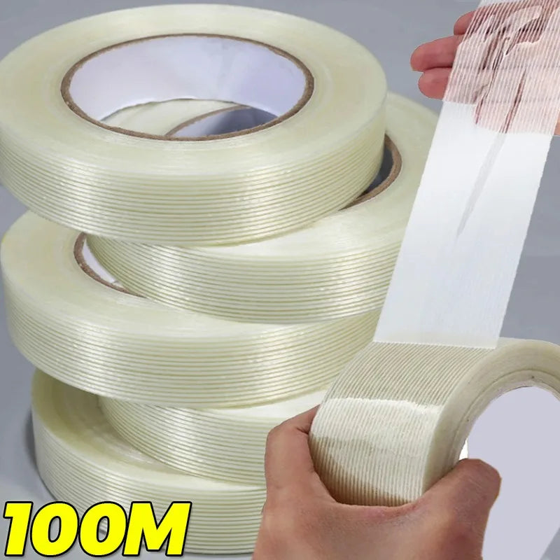 20/100M Transparent Grid Fiber Tape Strong Single