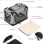 Soft Dog Crates Kennel for Pets 3 Door Soft Sided Folding Travel Pet Car Carrier with Straps and Mat for Dogs, Cats, Rabbits