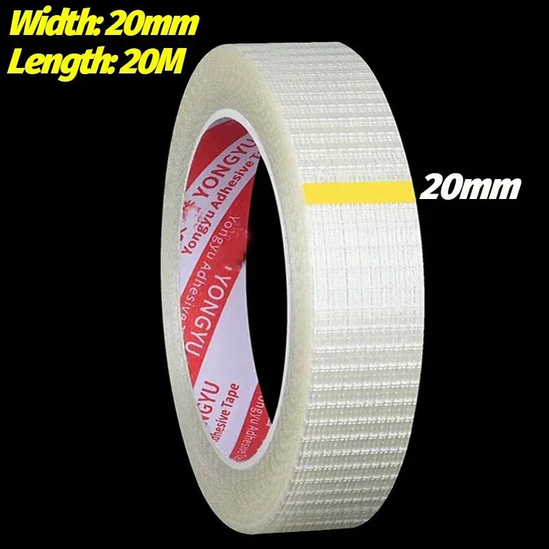 20/100M Transparent Grid Fiber Tape Strong Single