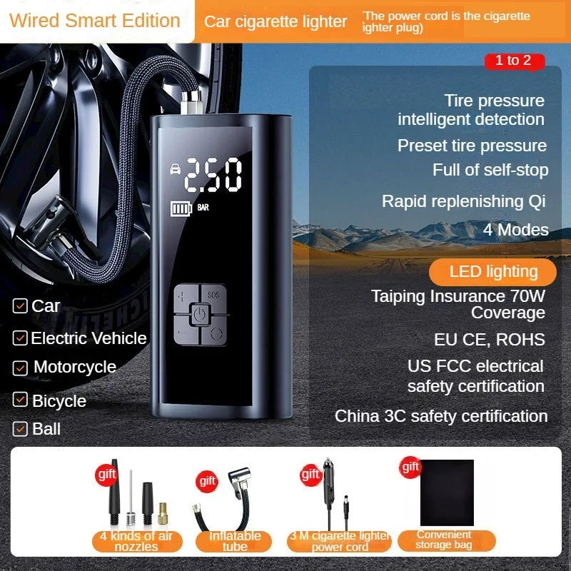 Car Air Pump Wired/Wireless Protable Car Air Compressor 150PSI