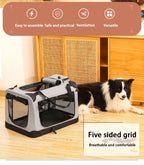 Soft Dog Crates Kennel for Pets 3 Door Soft Sided Folding Travel Pet Car Carrier with Straps and Mat for Dogs, Cats, Rabbits