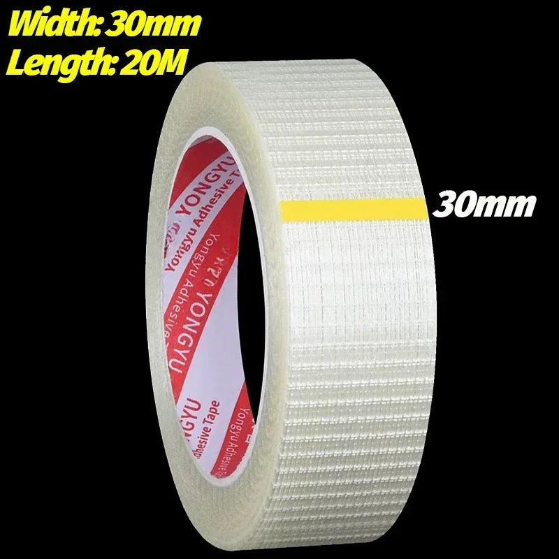 20/100M Transparent Grid Fiber Tape Strong Single
