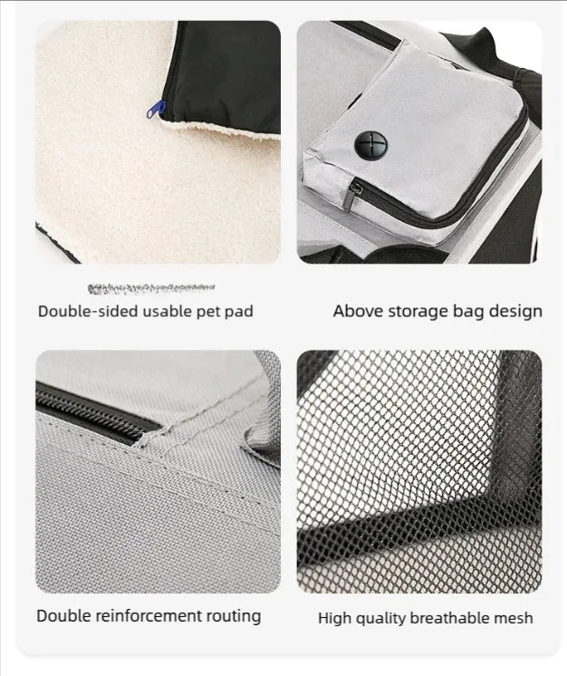 Soft Dog Crates Kennel for Pets 3 Door Soft Sided Folding Travel Pet Car Carrier with Straps and Mat for Dogs, Cats, Rabbits