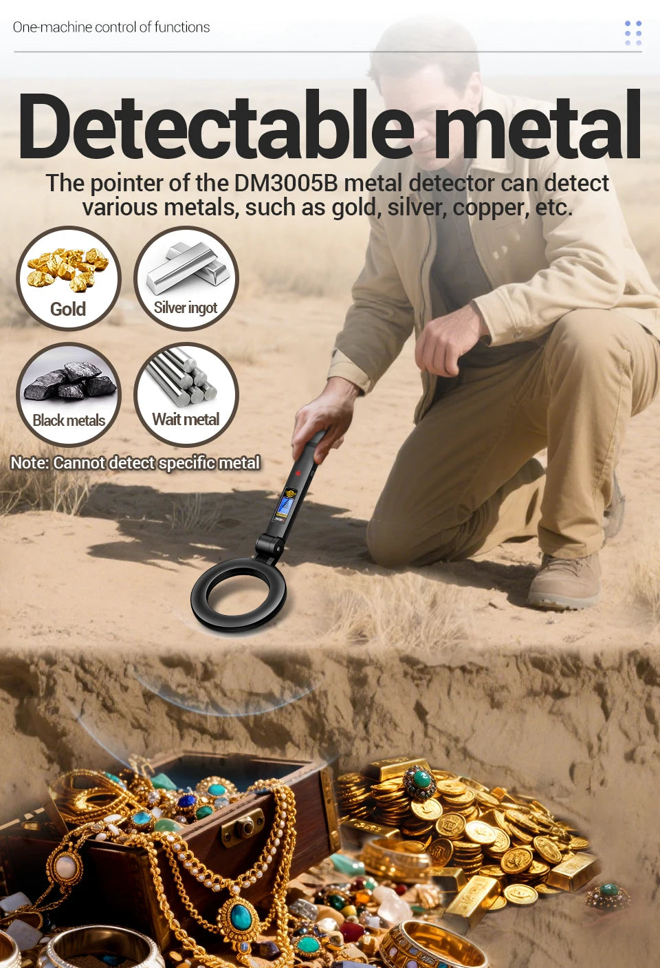 Metal Gold Detector 12cm/4.72in Depth Treasure Hunting