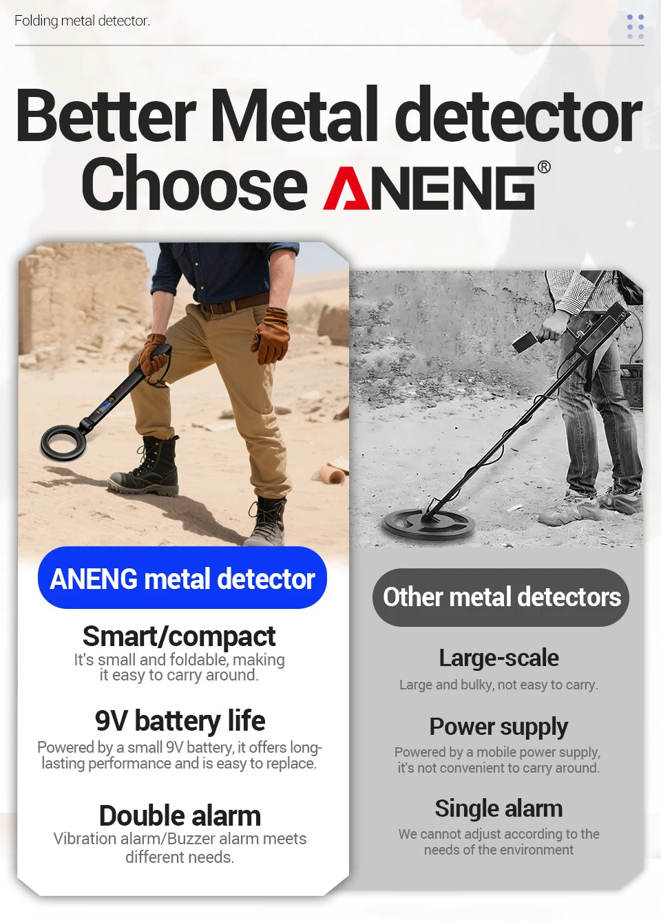 Metal Gold Detector 12cm/4.72in Depth Treasure Hunting