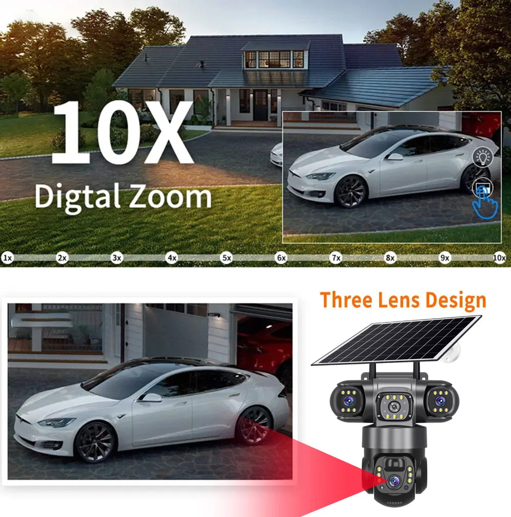 Solar Camera 4G Sim Outdoor 3 Lens