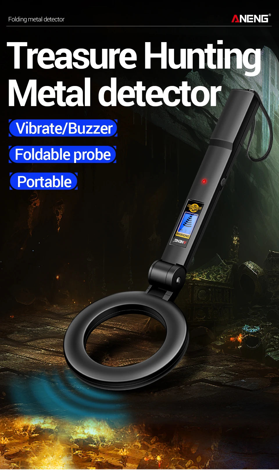 Metal Gold Detector 12cm/4.72in Depth Treasure Hunting