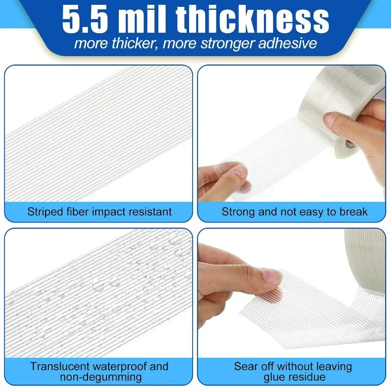 20/100M Transparent Grid Fiber Tape Strong Single