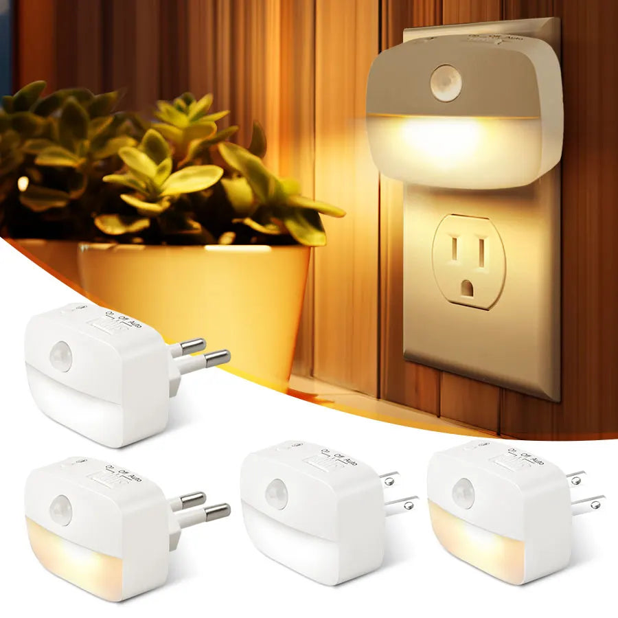 LED Night Light With Motion Sensor EU US Plug Lamps