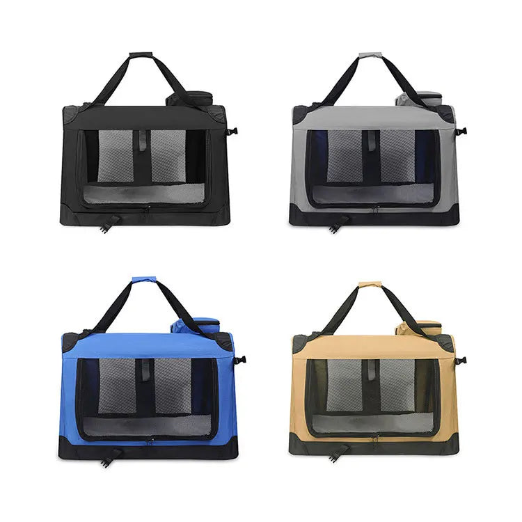 Soft Dog Crates Kennel for Pets 3 Door Soft Sided Folding Travel Pet Car Carrier with Straps and Mat for Dogs, Cats, Rabbits