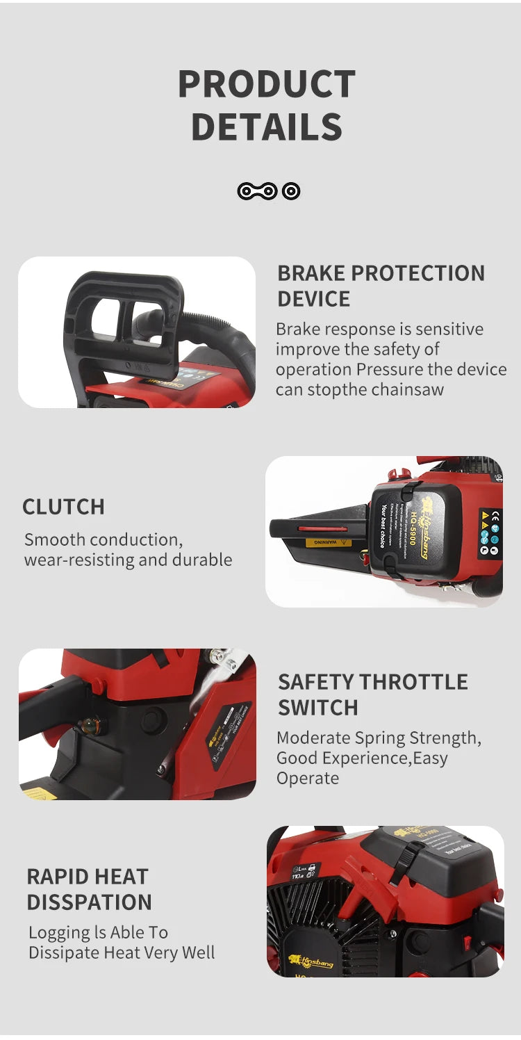 Professional Manufacture 5800 Gasoline Chainsaw 2 Stroke