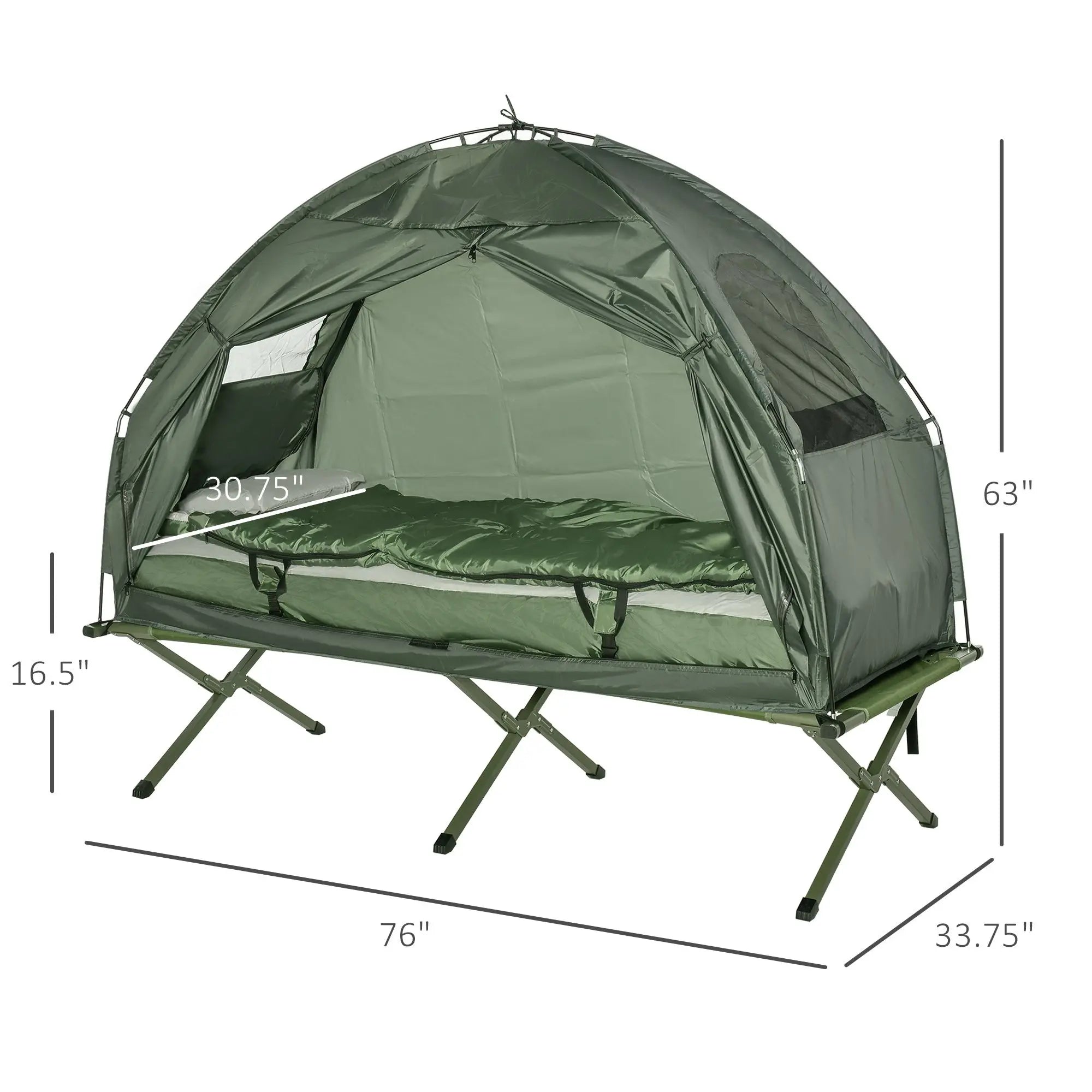 Folding Camping Cot for Adults All-in-One Elevated Tent