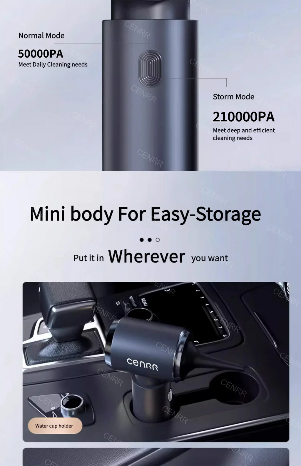 CENRR 210000PA Mini Car Vacuum Cleaner