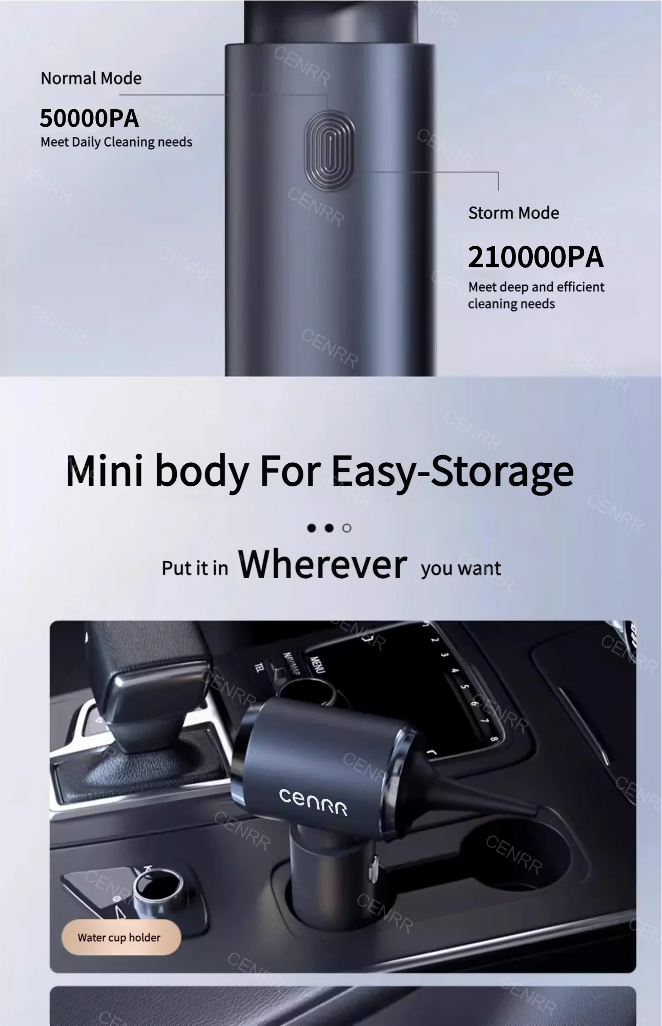 CENRR 210000PA Mini Car Vacuum Cleaner