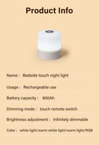 Touch LED Night Light USB Table Lamps Rechargeable