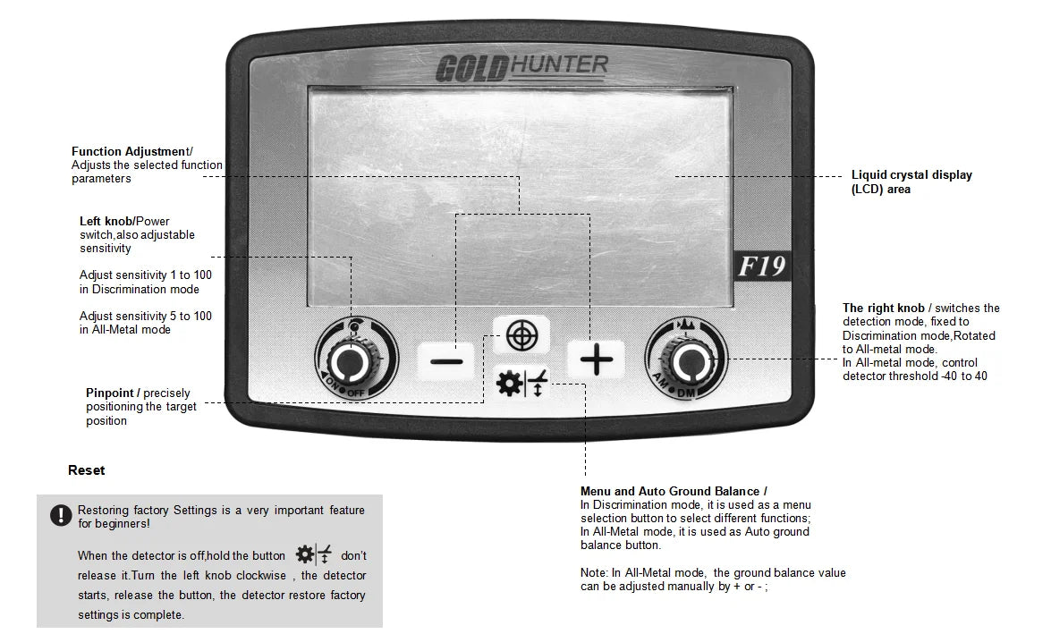 GoldForce F19 Metal Detector Waterproof Underground