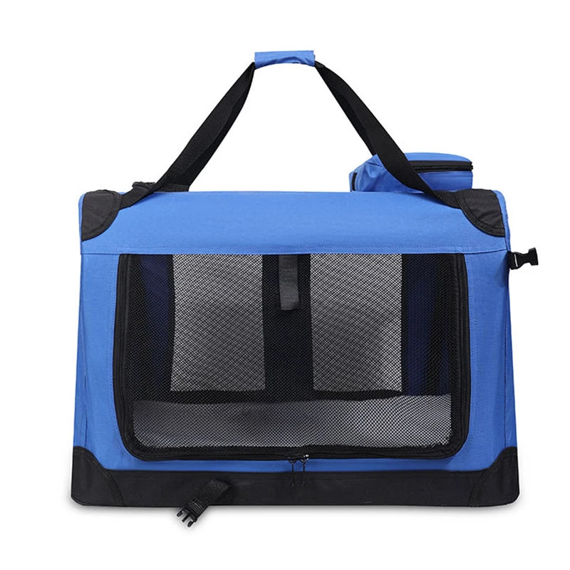Soft Dog Crates Kennel for Pets 3 Door Soft Sided Folding Travel Pet Car Carrier with Straps and Mat for Dogs, Cats, Rabbits