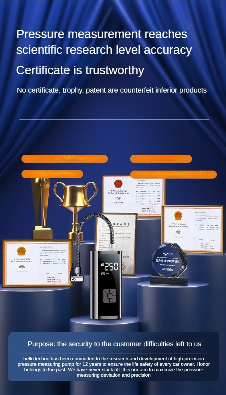 Car Air Pump Wired/Wireless Protable Car Air Compressor 150PSI