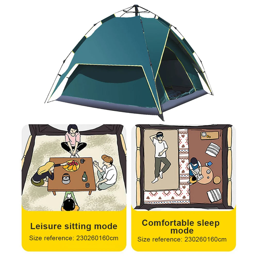 Tent Ultralight Waterproof Automatic Tent 3-4 Person Portable