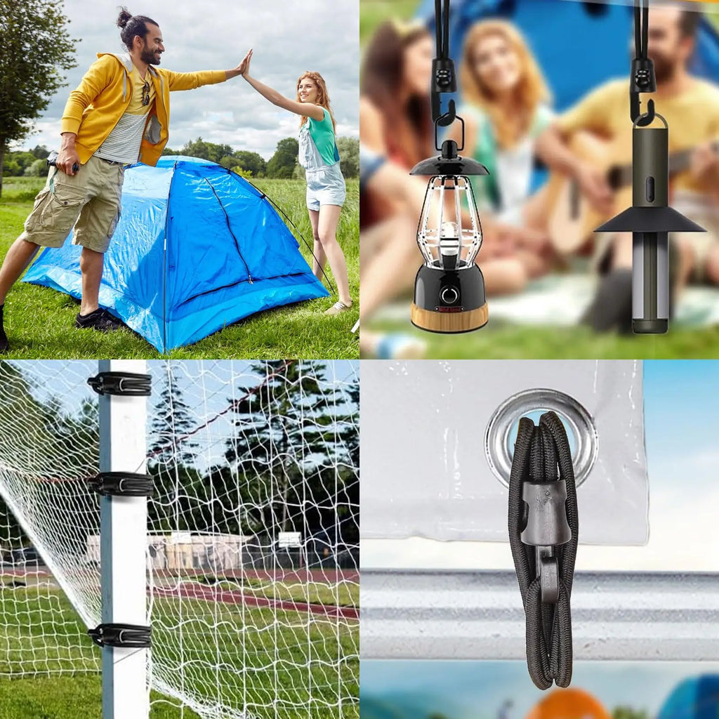 25pk 25cm Elastic Straps w/ Hooks - Bungee Cords