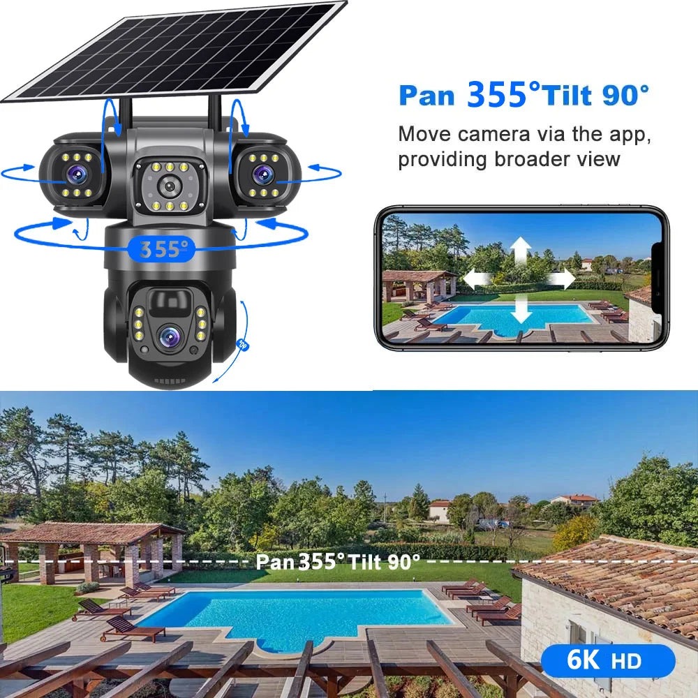 Solar Camera 4G Sim Outdoor 3 Lens